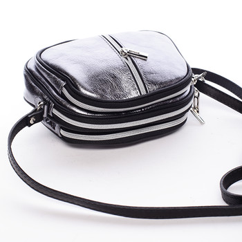 Dámská kožená crossbody kabelka stříbrná - ItalY Nadia