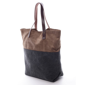 Dámská kožená kabelka shopper černá - ItalY Luren