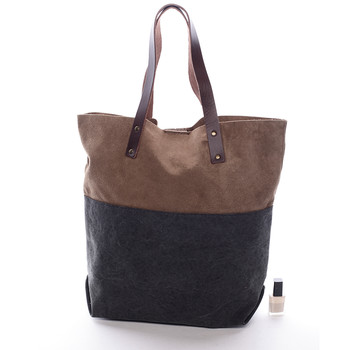 Dámská kožená kabelka shopper černá - ItalY Luren