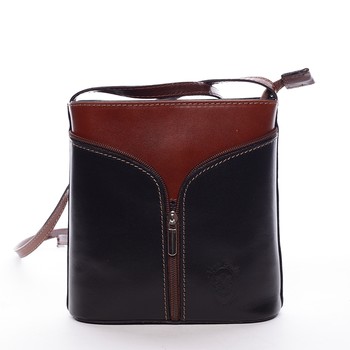 Dámská kožená crossbody kabelka černo-hnědá - ItalY Hallie