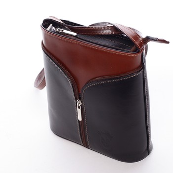 Dámská kožená crossbody kabelka černo-hnědá - ItalY Hallie