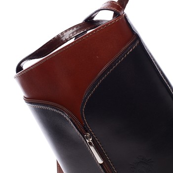 Dámská kožená crossbody kabelka černo-hnědá - ItalY Hallie