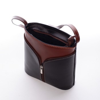 Dámská kožená crossbody kabelka černo-hnědá - ItalY Hallie