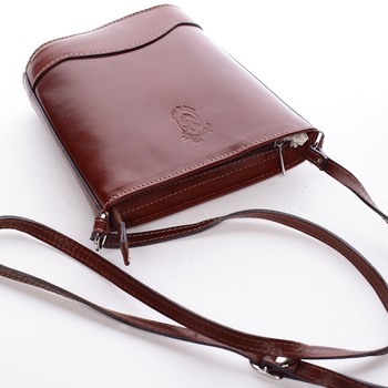 Dámská kožená crossbody kabelka hnědá - ItalY Bryana