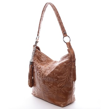 Dámská kožená kabelka přes rameno hnědá - ItalY Heather