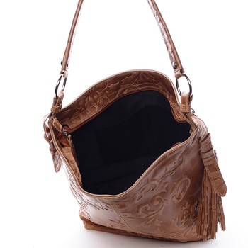 Dámská kožená kabelka přes rameno hnědá - ItalY Heather