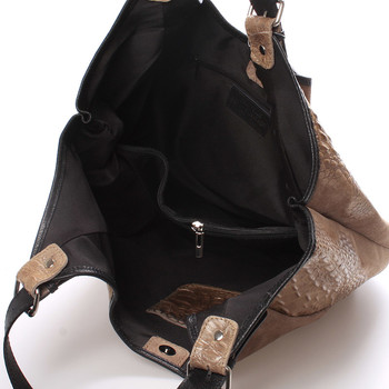 Luxusní dámská kožená kabelka taupe - ItalY Helen