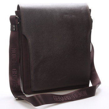 Pánská kožená taška přes rameno hnědá - Gerard Henon Bernard