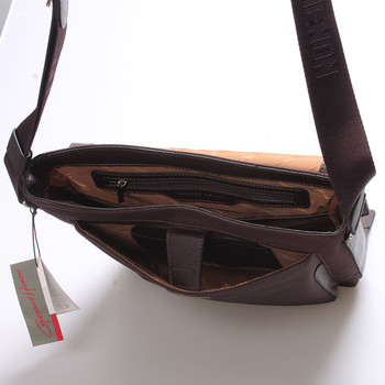 Pánská kožená taška přes rameno hnědá - Gerard Henon Bernard