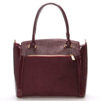 Luxusní vínová lakovaná kabelka se zlatým kováním - Delami Margo