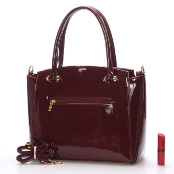 Luxusní vínová lakovaná kabelka se zlatým kováním - Delami Margo