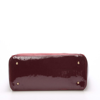 Luxusní vínová lakovaná kabelka se zlatým kováním - Delami Margo