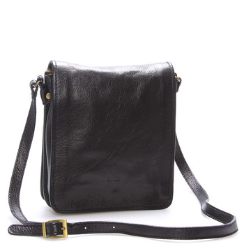 Luxusní černá kožená taška přes rameno ItalY Alonzo