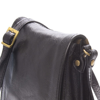 Luxusní černá kožená taška přes rameno ItalY Alonzo