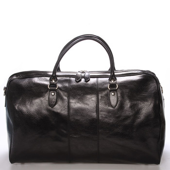 Velká cestovní kožená taška černá ItalY - Ella