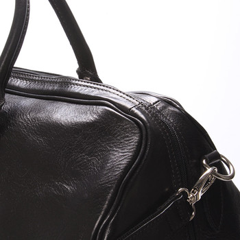 Velká cestovní kožená taška černá ItalY - Ella