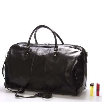 Velká cestovní kožená taška černá ItalY - Ella
