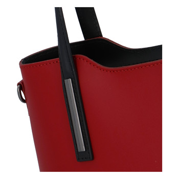 Menší kožená kabelka červeno černá - ItalY Alex