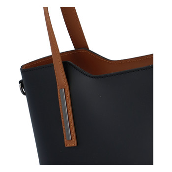 Větší kožená kabelka černo hnědá - ItalY Sandy