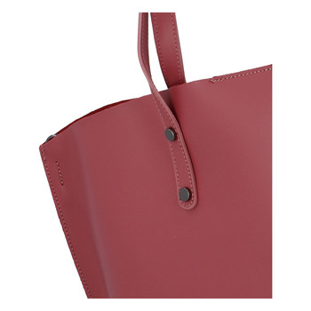 Dámská kožená kabelka tmavě růžová - ItalY Jordana Two