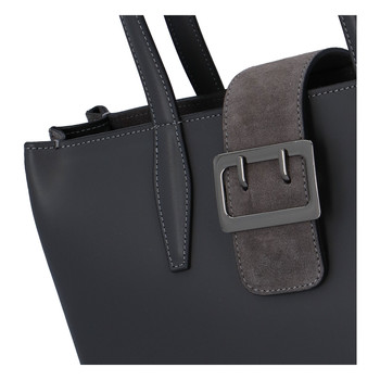 Dámská kožená kabelka přes rameno tmavě šedá - ItalY Driada