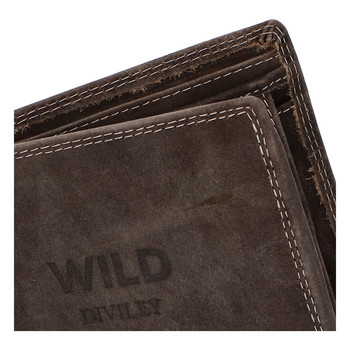 Pánská kožená peněženka tmavě hnědá - WILD Stockholm