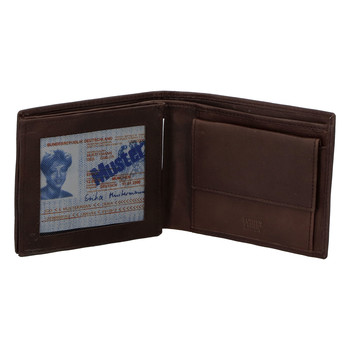 Pánská kožená volná tmavě hnědá peněženka - Delami 8222