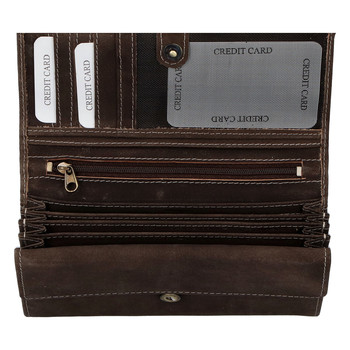 Dámská kožená peněženka tmavě hnědá - WILD Riga