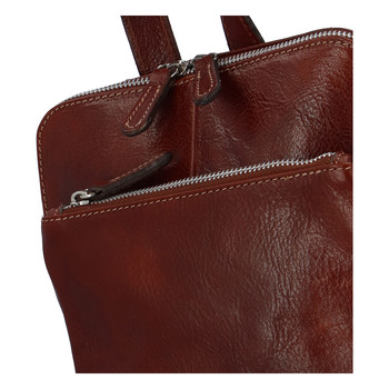 Dámský kožený batůžek kabelka hnědý - ItalY Englis