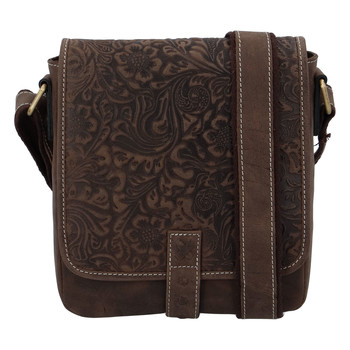 Dámská kožená crossbody kabela hnědá - Tomas Shasa