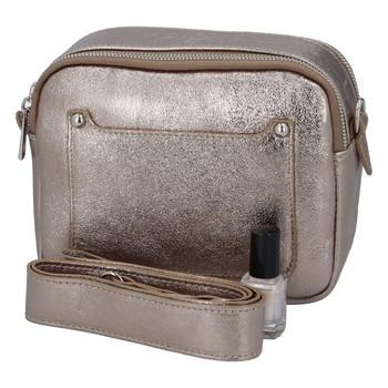 Kožená crossbody kabelka bronzová - ItalY Quadro