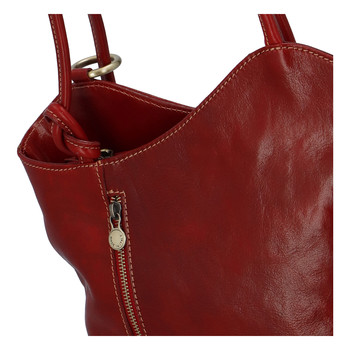 Dámská kožená kabelka batoh červená - ItalY Lazzy