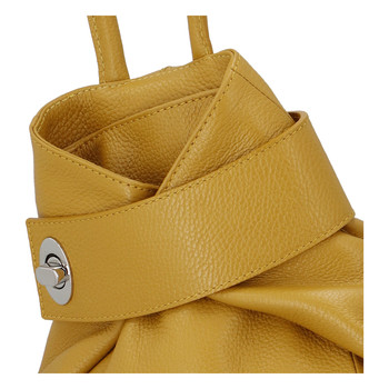 Dámský kožený batůžek tmavě žlutý - ItalY Vazky