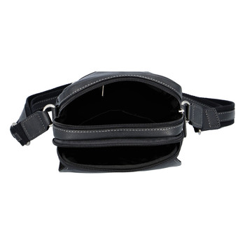 Luxusní pánská kožená taška přes rameno černá - Hexagona Yasser