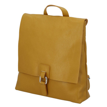Dámský kožený batůžek kabelka žlutý - ItalY Francesco