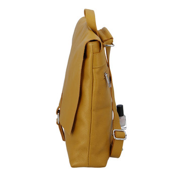 Dámský kožený batůžek kabelka žlutý - ItalY Francesco