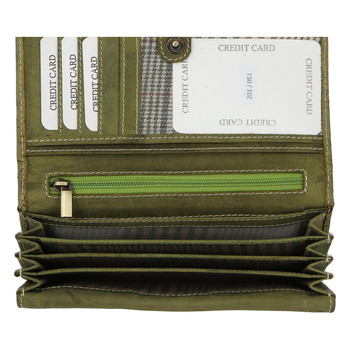 Dámská kožená peněženka zelená se vzorem - Tomas Kalasia