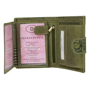 Elegantní kožená peněženka zelená se vzorem - Tomas Pilia