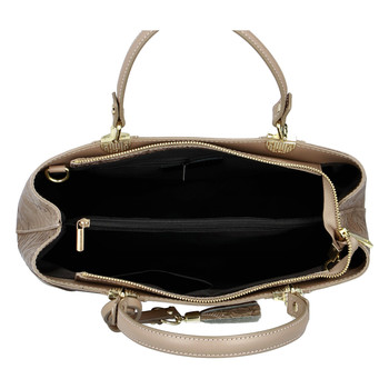 Originální dámská kožená kabelka tmavá taupe - ItalY Mattie