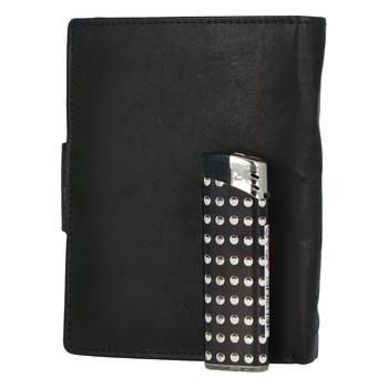 Elegantní pánská kožená černá peněženka - Delami Norm Duo