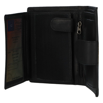 Elegantní pánská kožená černá peněženka - Delami Norm Duo