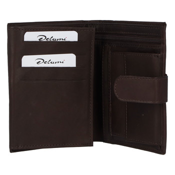 Pánská kožená tmavě hnědá peněženka se zápinkou - Delami Lunivers Duo