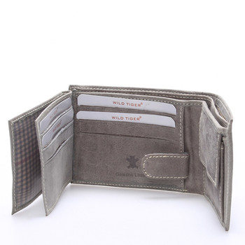 Pánská kožená šedá peněženka - WILD Dacian