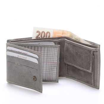 Pánská kožená šedá peněženka - WILD Dacian