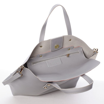 Dámská kožená kabelka do ruky světle šedá - ItalY Sydney