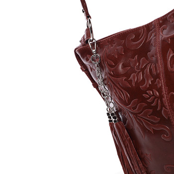 Dámská kožená kabelka přes rameno vínová - ItalY Heather