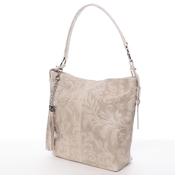 Dámská kožená kabelka přes rameno béžová - ItalY Heather