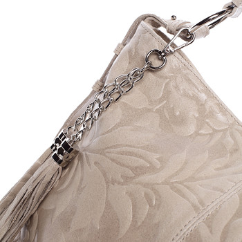 Dámská kožená kabelka přes rameno béžová - ItalY Heather