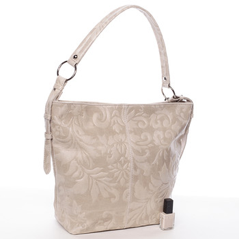 Dámská kožená kabelka přes rameno béžová - ItalY Heather