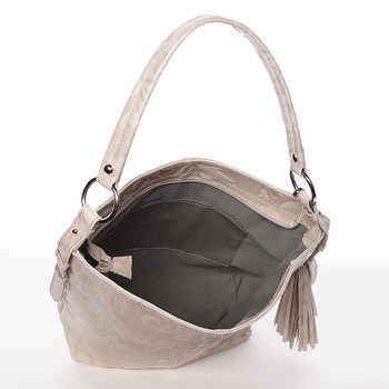 Dámská kožená kabelka přes rameno béžová - ItalY Heather